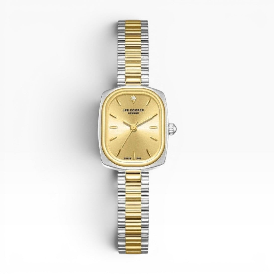 Lee Cooper London - Two-Tone Cushion Gold Dial Bracelet Watch