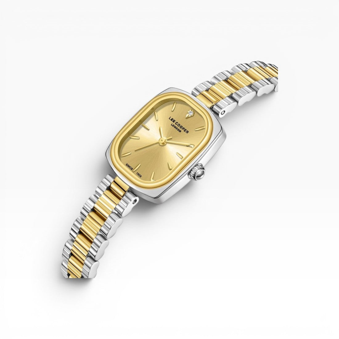 Lee Cooper London - Two-Tone Cushion Gold Dial Bracelet Watch