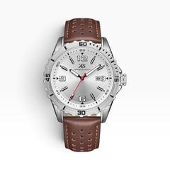 Kenneth Scott Men's Seiko PC32 Movement Watch, Analog Display and Leather Strap - Brown