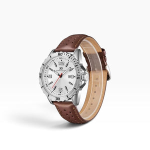 Kenneth Scott Men's Seiko PC32 Movement Watch, Analog Display and Leather Strap - Brown