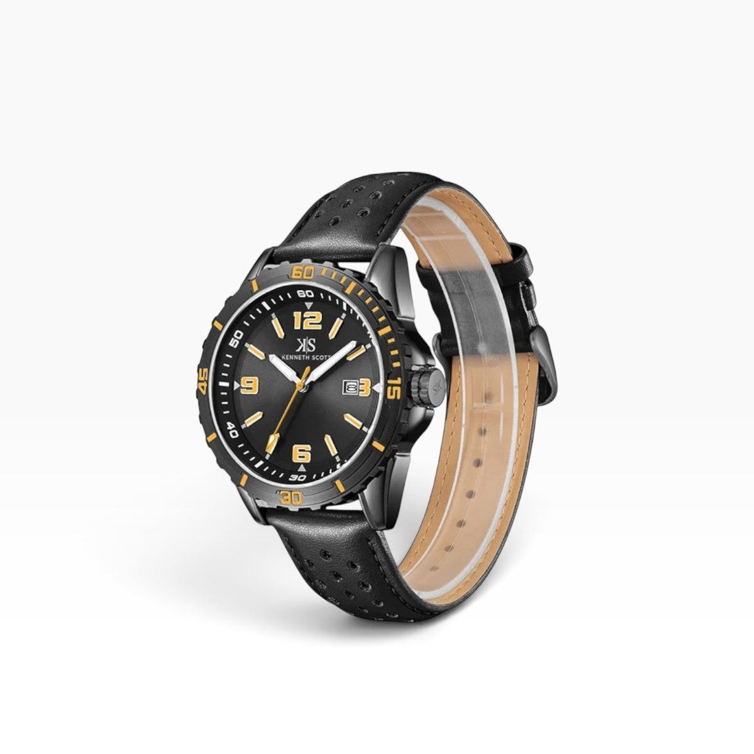 KENNETH SCOTT - 43 mm Men's Leather Analog Watch