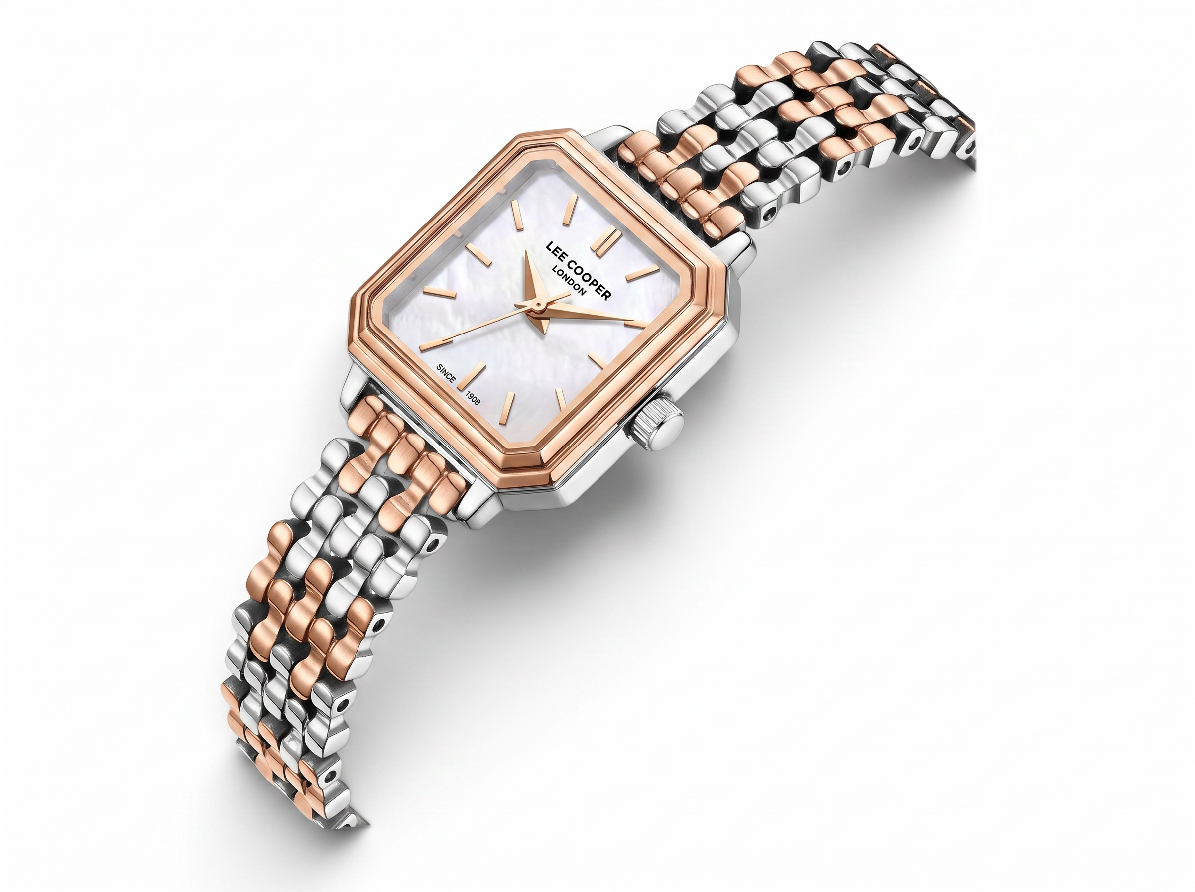 Lee Cooper London - Two-Tone Rose Gold & Silver Bracelet Watch