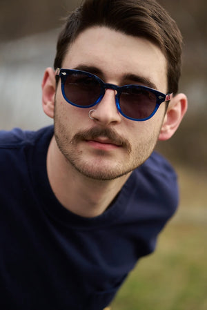 Stylish blue tortoise eyeglasses frame Sefsan Yang brand front view