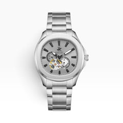 Beverly Hills Polo Club | Grey Skeleton Open-Heart Automatic Silver Watch