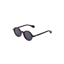 Load image into Gallery viewer, Sefsan Sphaira stylish sunglasses with transparent red frame, smoke lenses, lightweight design, and unisex versatile look side view