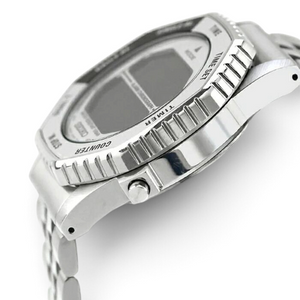 SUL EXTRAS Seiko Rotocall digital watch with silver stainless steel case, multi-link bracelet, and rotating bezel.