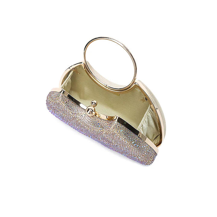 Elegant Fyor AD 138 golden faux leather clutch featuring spacious for keeping essentials and compact elegant style top view