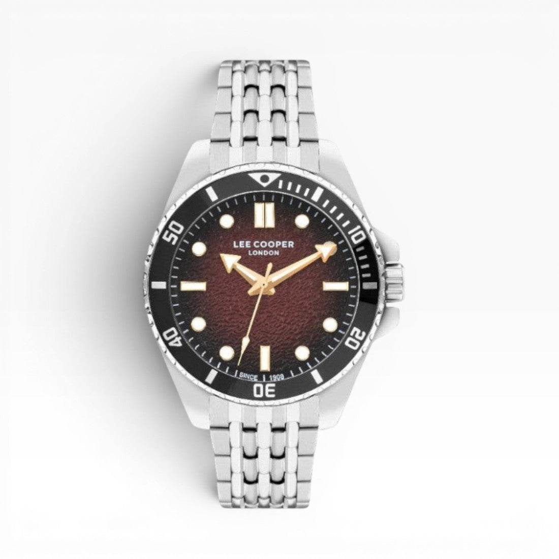 Lee Cooper London | Brown Diver-Style Silver Watch — 43mm