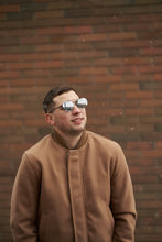 تحميل الصورة إلى عارض المعرض، Unisex Sefsan black/silver sunglasses with silver tinted lenses, sleek contemporary design, and UV-protected full eye coverage lenses for outdoor wear model front view