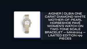 Aigner | Olbia One Carat Diamond White Mother-of-Pearl Horseshoe Pavé Women's Watch on Two-Tone Scale Bracelet — MA161204 — Limited Edition 199 Pieces by@Outfy