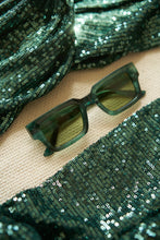 Load image into Gallery viewer, Durable Sefsan Evolution sunglasses with teal frame with transparent green lenses, 100% UV protection lenses, modern unisex type, premium style and comfortable fit