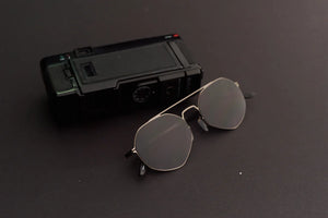 Stylish Sefsan gold frame sunglasses with smoke lenses, modern metal frame, and unisex fashion accessory for men and women