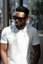 تحميل الصورة إلى عارض المعرض، Sefsan Nehsan sunglasses with flat-top black frame, smoke lenses & unisex modern design model side view