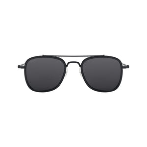 Sefsan Pukka sunglasses with metal alloy frame, smoke lenses, lightweight unisex design, and stylish modern look front view