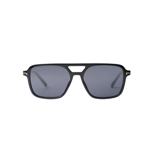 Sefsan BOBA sunglasses with black full-rim frame and smoke lenses, unisex modern style, lightweight and comfortable for daily wear front view
