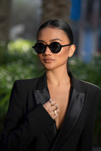 Load image into Gallery viewer, Sefsan Sphaira sunglasses with black frame and black lenses, unisex modern design, lightweight and stylish for everyday wear