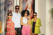 Load image into Gallery viewer, Sefsan Sphaira transparent frame sunglasses with smoke lenses, lightweight unisex design, trendy casual style, and everyday comfort model views