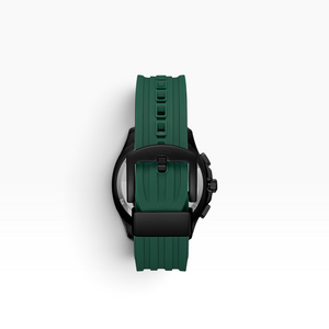 SUL EXTRAS Beverly Hills Polo Club watch featuring a forest green ribbed rubber strap and matte black pin buckle