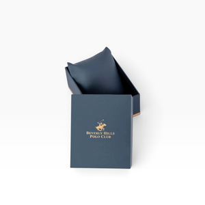 SUL EXTRAS navy blue Beverly Hills Polo Club luxury watch gift box with gold logo and interior cushion