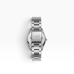 SUL EXTRAS Lee Cooper London men's watch featuring a polished stainless steel oyster bracelet with butterfly clasp.