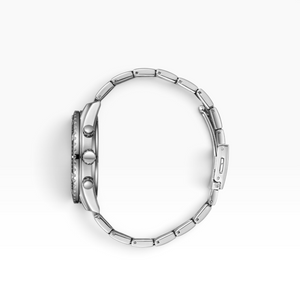 SUL EXTRAS Lee Cooper London silver stainless steel diver watch side profile showing crown and pushers