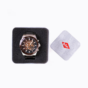 SUL EXTRAS Lee Cooper Urban Artisan watch with brown textured dial and metal bezel in a branded luxury presentation box