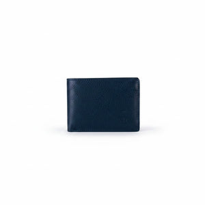 SUL EXTRAS Nuvola Pelle navy blue full-grain leather bi-fold wallet with a slim, compact design.