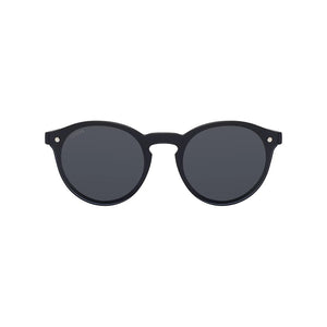 SUL EXTRAS SEFSAN aviation sunglasses with round black frames and polarized lenses on a white background.