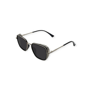 SUL EXTRAS Spark polarized sunglasses featuring a black and silver metal frame with side shield detailing.