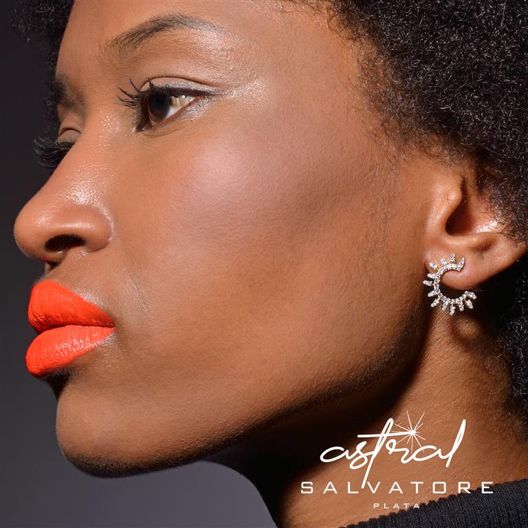 EARRING SILVER 925 PLATED GOLD SUN CZ