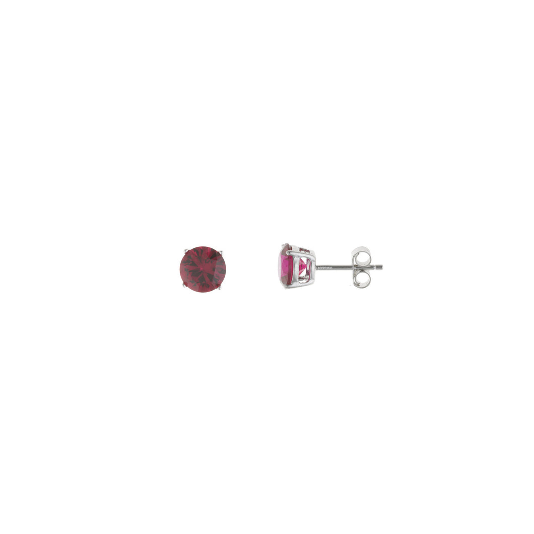 EARRING SILVER 925 RHODIUM BRILLANTE CZ RUBY
