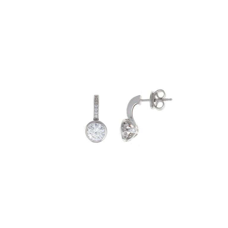 EARRING SILVER 925 RHODIUM CZ WHITE CHATON