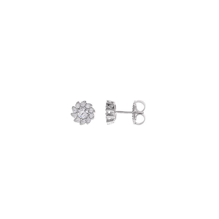 EARRING SILVER 925 RHODIUM CIRCLE CZ WHITE