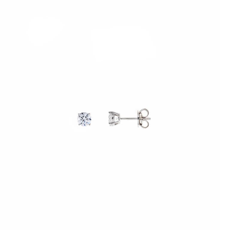 EARRING SILVER 925 RHODIUM BRILLIANT CZ WHITE