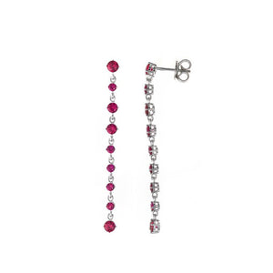 EARRING SILVER RHODIUM STRIP CZ RUBY BRIGHT