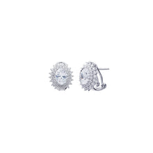 Load image into Gallery viewer, EARRINGS SILVER RHODIUM OVAL CZ WHITE BRILLANT
