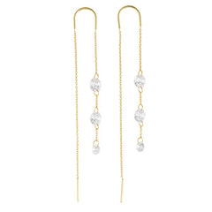 EARRING SILVER 925 PLATED GOLD CHAIN WITH