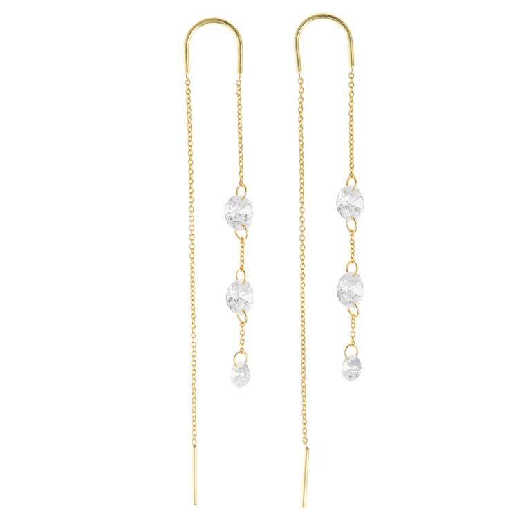EARRING SILVER 925 PLATED GOLD CHAIN WITH