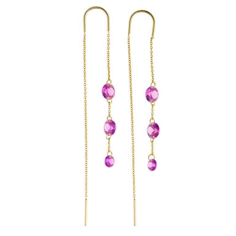EARRING SILVER 925 PLATED GOLD CHAIN WITH