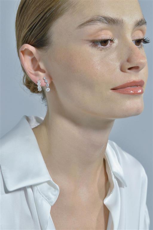 EARRING SILVER 925 RHODIUM STRIP FOUR CZ