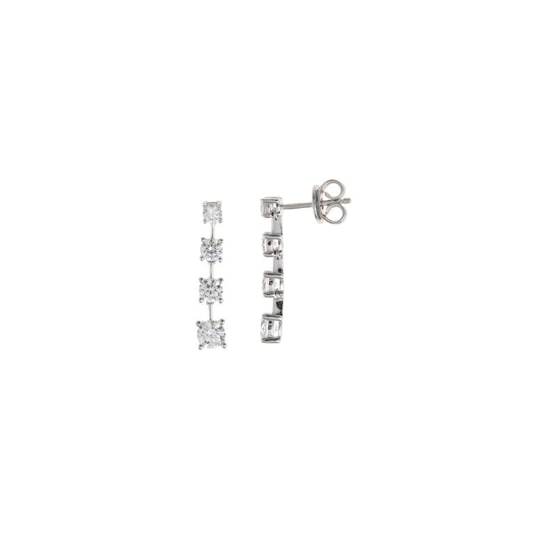 EARRING SILVER 925 RHODIUM STRIP FOUR CZ