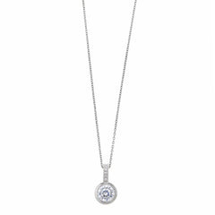NECKLACE SILVER 925 RHODIUM CZ WHITE CHATON