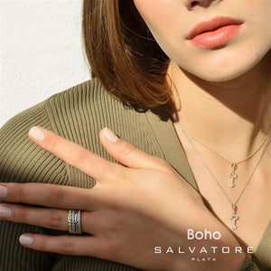 NECKLACE SILVER 925 PLATED GOLDEN KEY CZ