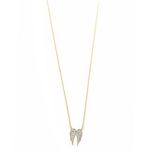 NECKLACE SILVER 925 PLATED GOLD WINGS CZ