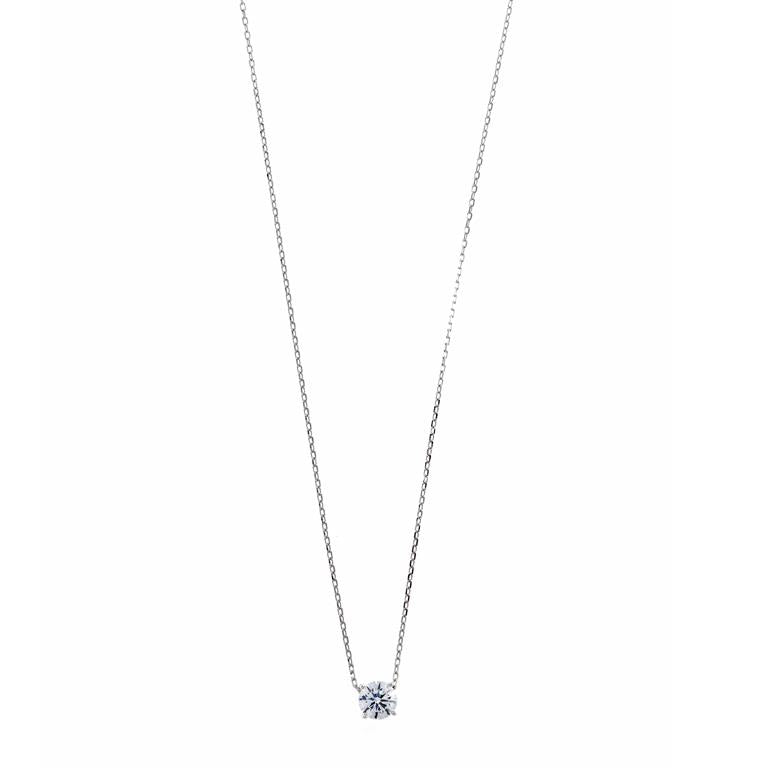 NECKLACE SILVER 925 RHODIUM BRILLIANT CZ WHITE