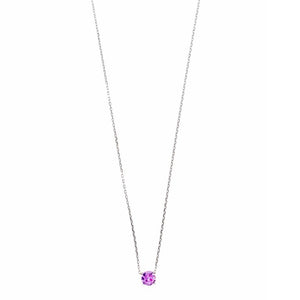NECKLACE SILVER 925 RHODIUM BRILLIANT CZ RUBY