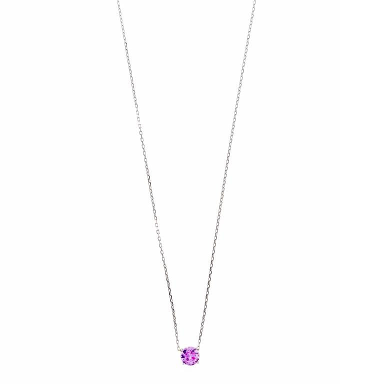 NECKLACE SILVER 925 RHODIUM BRILLIANT CZ RUBY