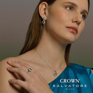 EMERALLE - NECKLACE SILVER 925 RHODIUM OVAL NANO GREEN