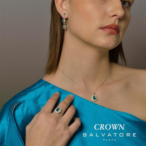 EMERALLE - NECKLACE SILVER 925 RHODIUM OVAL NANO GREEN