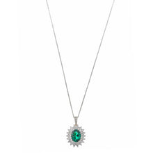 تحميل الصورة إلى عارض المعرض، NECKLACE SILVER 925 RHODIUM OVAL NANO GREEN
